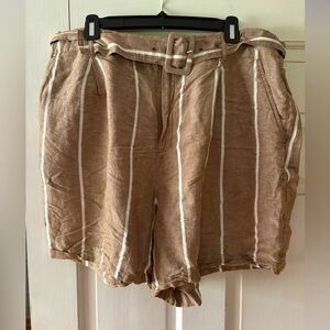 A New Day XXL women’s linen blend shorts dark tan with white stripes